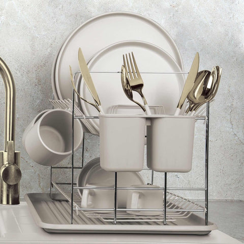 Product image of Dish rack. Part of the Sahara Collection . Features: • Material: plastic, iron • Size: 48*32*29 cm • Color: matt cream. (Conceptual view). Official Berlinger Haus product, boosted by Promintra sl.