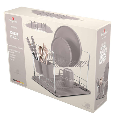 Product image of Dish rack. Part of the Taupe Collection . Features: • Material: plastic, iron • Size: 48*32*29 cm • Color: matt taupe. (Conceptual view). Official Berlinger Haus product, boosted by Promintra sl.