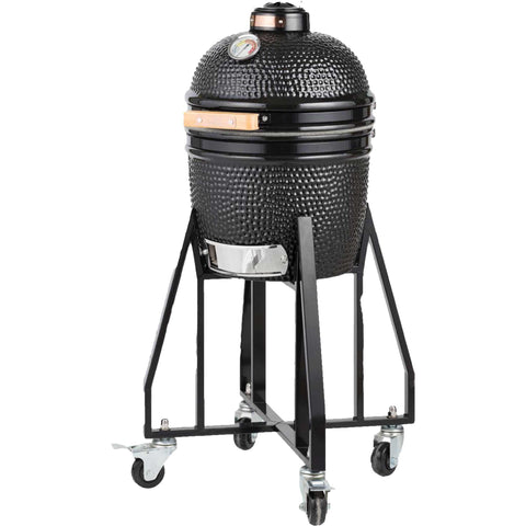 Product image of Compact Kamado grill. Part of the outdoor . Features: • Material: ceramic, stainless steel • Thermometer in the top (lid) • Accessories, features: • Sectional firebox • Heat deflector • Plate setter • .... (Studio view). Official Berlinger Haus product, boosted by Promintra sl.
