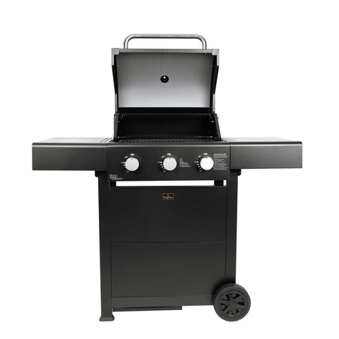 Product image of Outdoor gas barbecue grill 3burners. Part of the outdoor . Features: • XL SIZE: Cooking area: 50*41,5 cm • Main burners: 2,2 KW*3 • Thermometer in the top (lid) • Cold roll steel lid, side and front panels, control p.... (Studio view). Official Berlinger Haus product, boosted by Promintra sl.