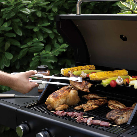 Product image of Outdoor gas barbecue grill 3burners. Part of the outdoor . Features: • XL SIZE: Cooking area: 50*41,5 cm • Main burners: 2,2 KW*3 • Thermometer in the top (lid) • Cold roll steel lid, side and front panels, control p.... (Studio view). Official Berlinger Haus product, boosted by Promintra sl.