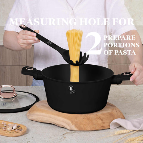 BH/8617, juego de herramientas de cocina de 6 piezas con soporte, negro, oro rosa, juego de herramientas de cocina de 6 piezas con soporte, juego de herramientas de cocina, herramientas de cocina, utensilios de cocina, utensilios de cocina, aparatos de cocina, cucharón para sopa, cuchara de cocina, espumadera, cucharón para espaguetis, espátula ranurada, soporte, juego de utensilios