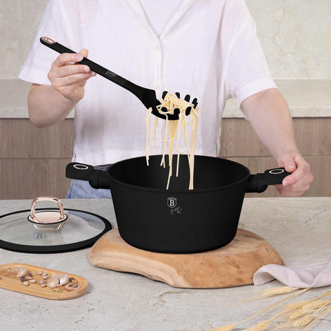 BH/8617, juego de herramientas de cocina de 6 piezas con soporte, negro, oro rosa, juego de herramientas de cocina de 6 piezas con soporte, juego de herramientas de cocina, herramientas de cocina, utensilios de cocina, utensilios de cocina, aparatos de cocina, cucharón para sopa, cuchara de cocina, espumadera, cucharón para espaguetis, espátula ranurada, soporte, juego de utensilios
