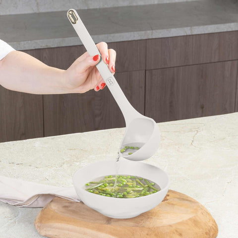 BH/8619, juego de herramientas de cocina de 6 piezas con soporte, crema mate, juego de herramientas de cocina de 6 piezas con soporte, juego de herramientas de cocina, herramientas de cocina, utensilios de cocina, utensilios de cocina, aparatos de cocina, cucharón para sopa, cuchara de cocina, espumadera, cucharón para espaguetis, espátula ranurada, soporte, juego de utensilios