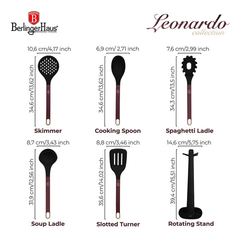  BH/8620, juego de utensilios de cocina de 6 piezas con soporte, burdeos mate, juego de utensilios de cocina de 6 piezas con soporte, juego de herramientas de cocina, herramientas de cocina, utensilios de cocina, utensilios de cocina, aparatos de cocina, cucharón para sopa, cuchara de cocina, espumadera, cucharón para espaguetis, espátula ranurada, soporte, juego de utensilios