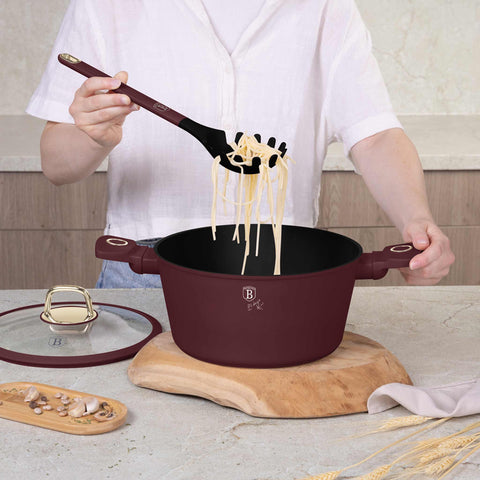 BH/8620, juego de utensilios de cocina de 6 piezas con soporte, burdeos mate, juego de utensilios de cocina de 6 piezas con soporte, juego de herramientas de cocina, herramientas de cocina, utensilios de cocina, utensilios de cocina, aparatos de cocina, cucharón para sopa, cuchara de cocina, espumadera, cucharón para espaguetis, espátula ranurada, soporte, juego de utensilios