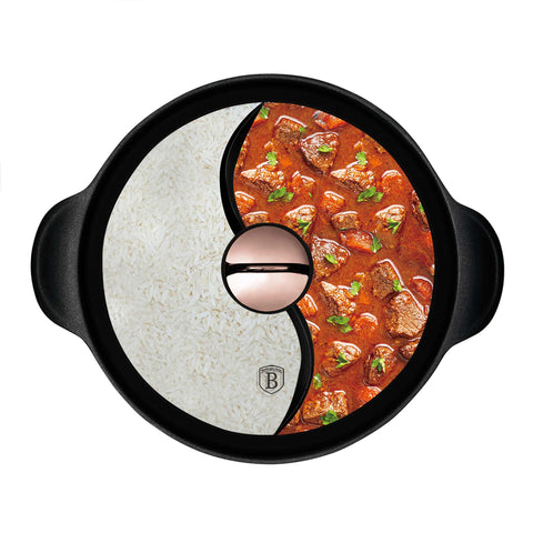  BH/8627, Olla caliente con tapa de 30 cm, Negro, Oro rosa, Olla caliente de 30 cm, Aluminio fundido, Olla caliente, Olla caliente con tapa, Batería de cocina, Cocina, Ollas y cazuelas, Olla