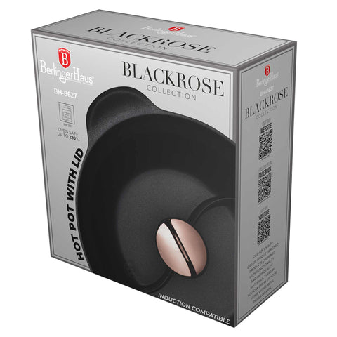  BH/8627, Olla caliente con tapa de 30 cm, Negro, Oro rosa, Olla caliente de 30 cm, Aluminio fundido, Olla caliente, Olla caliente con tapa, Batería de cocina, Cocina, Ollas y cazuelas, Olla