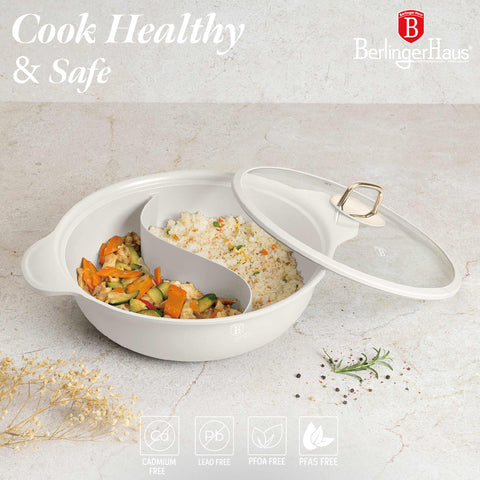  BH/8628, Olla caliente con tapa 30cm, Crema mate, Olla caliente 30 cm, Aluminio fundido, Olla caliente, Olla caliente con tapa, Batería de cocina, Cocina, Ollas y cazuelas, Olla