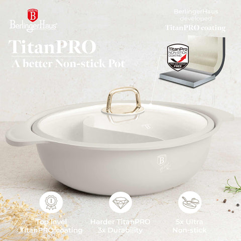  BH/8628, Olla caliente con tapa 30cm, Crema mate, Olla caliente 30 cm, Aluminio fundido, Olla caliente, Olla caliente con tapa, Batería de cocina, Cocina, Ollas y cazuelas, Olla