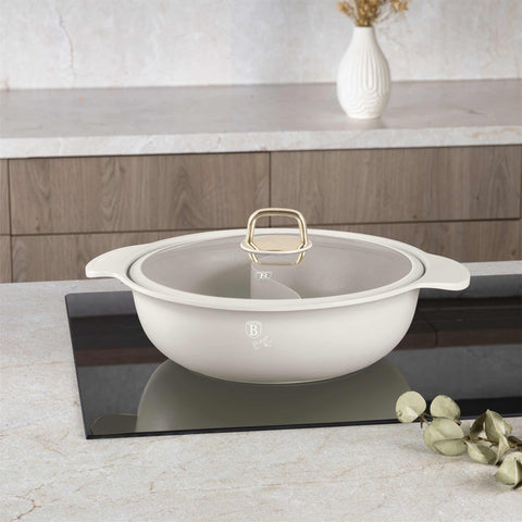  BH/8628, Olla caliente con tapa 30cm, Crema mate, Olla caliente 30 cm, Aluminio fundido, Olla caliente, Olla caliente con tapa, Batería de cocina, Cocina, Ollas y cazuelas, Olla