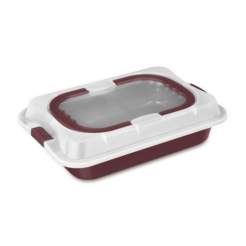  BH/8636, Asador rectangular con tapa, Burdeos mate, utensilios para hornear, asador rectangular a., asador rectangular, asador, hornear, bandeja para asar