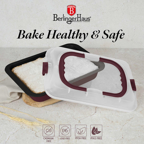  BH/8636, Asador rectangular con tapa, Burdeos mate, utensilios para hornear, asador rectangular a., asador rectangular, asador, hornear, bandeja para asar