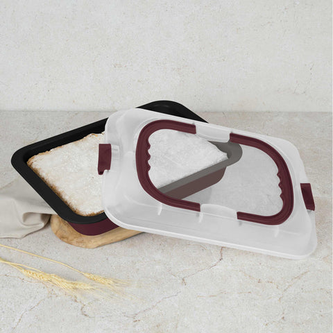  BH/8636, Asador rectangular con tapa, Burdeos mate, utensilios para hornear, asador rectangular a., asador rectangular, asador, hornear, bandeja para asar