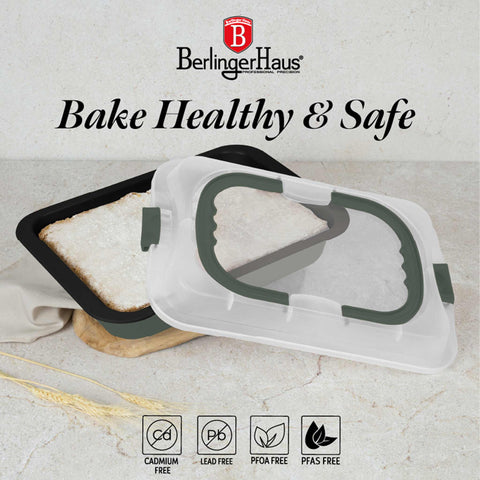 BH/8637, Asador rectangular con tapa, Verde mate, Utensilios para hornear, Asador rectangular a., Asador rectangular, Asador, Hornear, Bandeja para asar