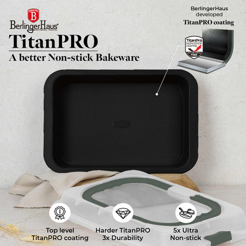 BH/8637, Asador rectangular con tapa, Verde mate, Utensilios para hornear, Asador rectangular a., Asador rectangular, Asador, Hornear, Bandeja para asar