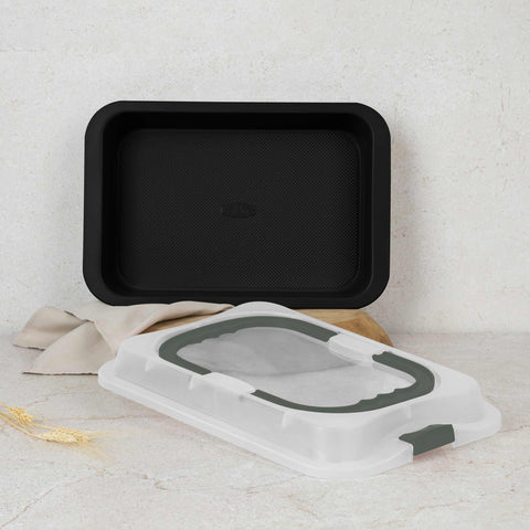 BH/8637, Asador rectangular con tapa, Verde mate, Utensilios para hornear, Asador rectangular a., Asador rectangular, Asador, Hornear, Bandeja para asar