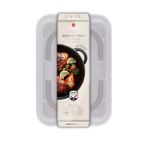 BH/8638, Asador rectangular con tapa, color topo mate, utensilios para hornear, asador rectangular a., asador rectangular, asador, horneado