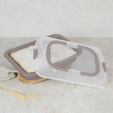 BH/8638, Asador rectangular con tapa, color topo mate, utensilios para hornear, asador rectangular a., asador rectangular, asador, horneado