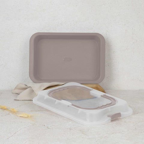 BH/8638, Asador rectangular con tapa, color topo mate, utensilios para hornear, asador rectangular a., asador rectangular, asador, horneado