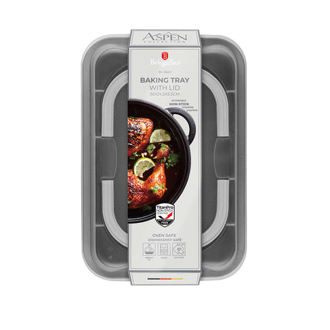  BH/8640,BH/7652, Asador rectangular con tapa,Gris mate,utensilios para hornear,asador rectangular a.,asador rectangular,asador,hornear,Bandeja para asar