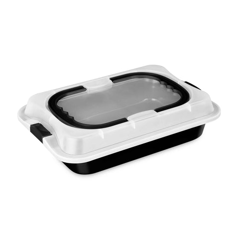  BH/8641, Asador rectangular con tapa, Negro mate, Utensilios para hornear, Asador rectangular a., Asador rectangular, Asador, Horneado