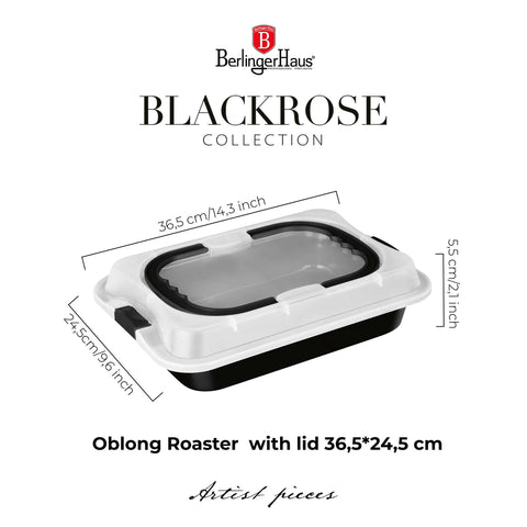  BH/8641, Asador rectangular con tapa, Negro mate, Utensilios para hornear, Asador rectangular a., Asador rectangular, Asador, Horneado