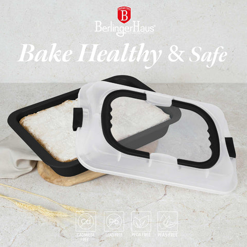  BH/8641, Asador rectangular con tapa, Negro mate, Utensilios para hornear, Asador rectangular a., Asador rectangular, Asador, Horneado