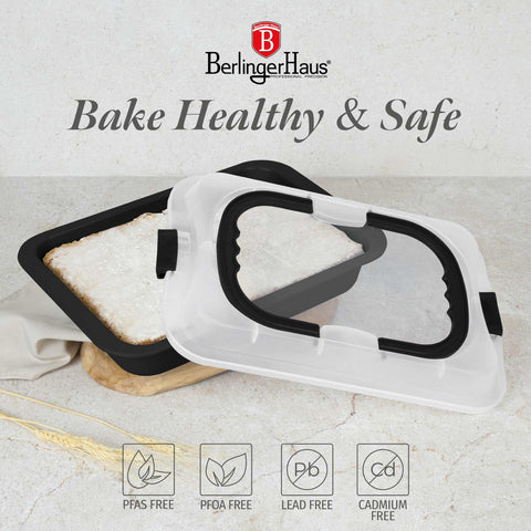  BH/8641, Asador rectangular con tapa, Negro mate, Utensilios para hornear, Asador rectangular a., Asador rectangular, Asador, Horneado