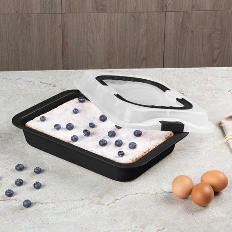  BH/8641, Asador rectangular con tapa, Negro mate, Utensilios para hornear, Asador rectangular a., Asador rectangular, Asador, Horneado