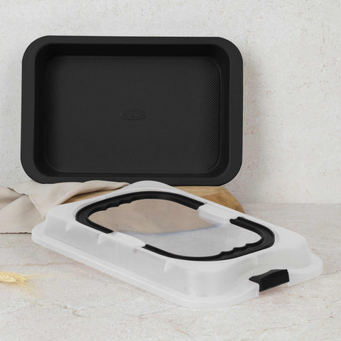  BH/8641, Asador rectangular con tapa, Negro mate, Utensilios para hornear, Asador rectangular a., Asador rectangular, Asador, Horneado