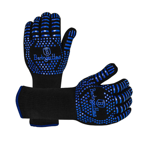  BH/8650, 2 guantes ignífugos para barbacoa, negros, para exteriores, 2 unidades, resistentes al fuego, para parrilla, accesorios para barbacoa