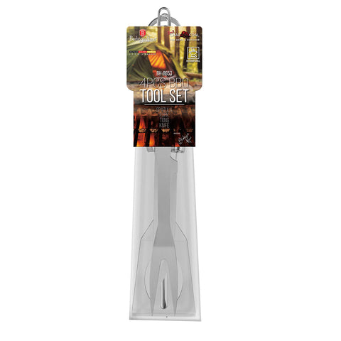  BH/8653, Juego de 4 herramientas para barbacoa, acero inoxidable, para exteriores, juego de herramientas para barbacoa, juego de accesorios para parrilla, 4 piezas, utensilios de cocina, juego de utensilios