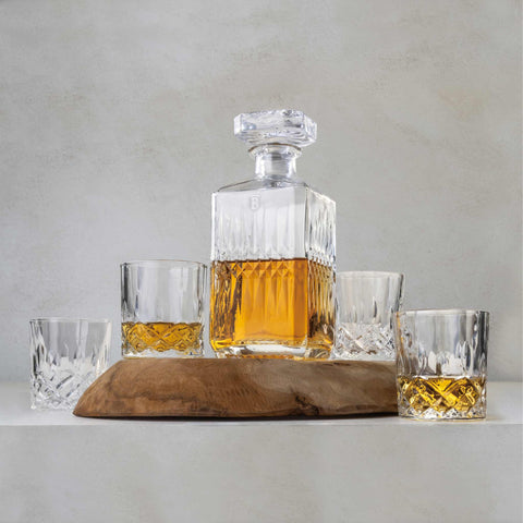 BH/8657, Juego de whisky de cristal, Vaso, juego de whisky, juego de whisky, juego de 5 piezas, Imagen tipo estilo de vida: detalles y funciones.