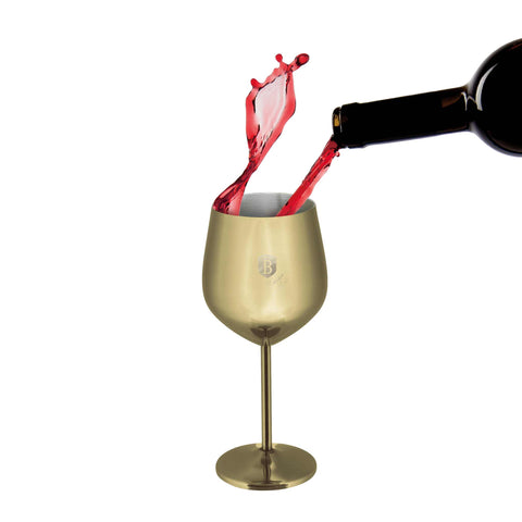 BH/8659, Juego de 2 copas de vino de metal, Dorado, Juego de 2 copas de vino, Juego de copas de vino, Copa de metal, Vajilla, Vidrio