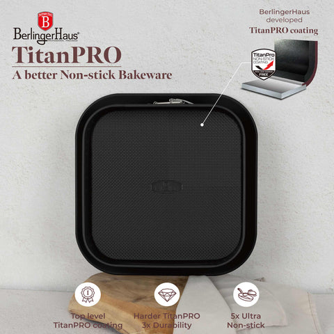  BH/8666, Molde desmontable cuadrado 28x28cm, Burdeos mate, utensilios para hornear, molde desmontable cuadrado, pastel, acoplamiento, horneado, molde desmontable