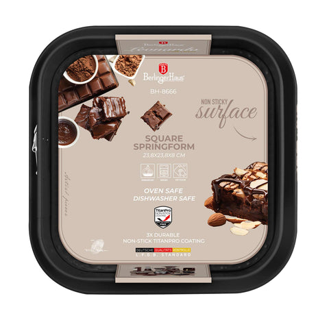  BH/8666, Molde desmontable cuadrado 28x28cm, Burdeos mate, utensilios para hornear, molde desmontable cuadrado, pastel, acoplamiento, horneado, molde desmontable