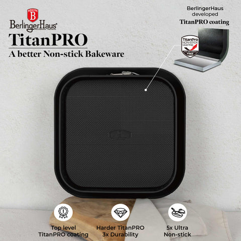  BH/8668, Molde desmontable cuadrado 28x28cm, Verde mate, Utensilios para hornear, Molde desmontable cuadrado, Pastel, Acoplamiento, Horneado, Molde desmontable