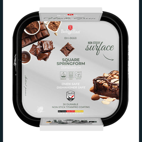  BH/8668, Molde desmontable cuadrado 28x28cm, Verde mate, Utensilios para hornear, Molde desmontable cuadrado, Pastel, Acoplamiento, Horneado, Molde desmontable