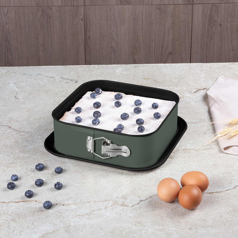  BH/8668, Molde desmontable cuadrado 28x28cm, Verde mate, Utensilios para hornear, Molde desmontable cuadrado, Pastel, Acoplamiento, Horneado, Molde desmontable