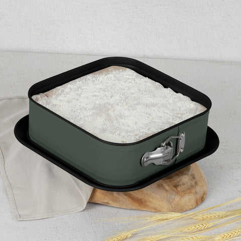  BH/8668, Molde desmontable cuadrado 28x28cm, Verde mate, Utensilios para hornear, Molde desmontable cuadrado, Pastel, Acoplamiento, Horneado, Molde desmontable