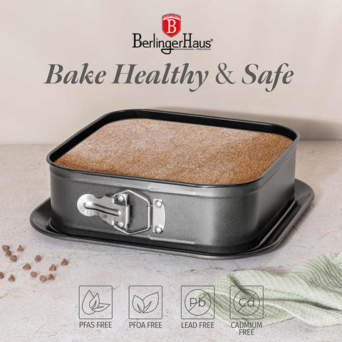  BH/8680, Molde desmontable cuadrado 28x28cm, Antracita mate, utensilios para hornear, molde desmontable cuadrado, pastel, acoplamiento, horneado, molde desmontable