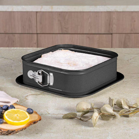  BH/8680, Molde desmontable cuadrado 28x28cm, Antracita mate, utensilios para hornear, molde desmontable cuadrado, pastel, acoplamiento, horneado, molde desmontable