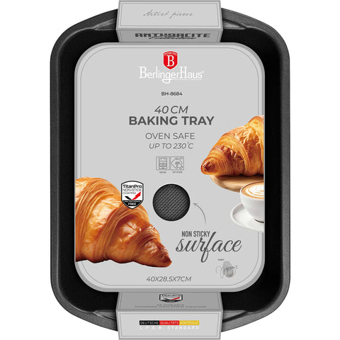  BH/8684, Asador rectangular 40x28,5cm, Antracita mate, utensilios para hornear, asador rectangular a., asador rectangular, asador, hornear