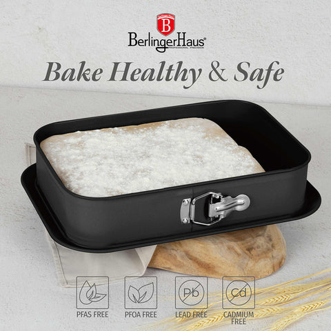  BH/8690, Molde desmontable rectangular 39x27cm, Antracita mate, utensilios para hornear, molde desmontable rectangular, molde desmontable cuadrado, pastel, acoplamiento, horneado, molde desmontable