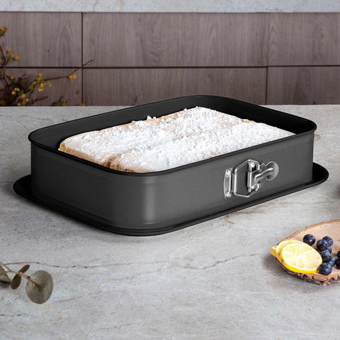  BH/8690, Molde desmontable rectangular 39x27cm, Antracita mate, utensilios para hornear, molde desmontable rectangular, molde desmontable cuadrado, pastel, acoplamiento, horneado, molde desmontable