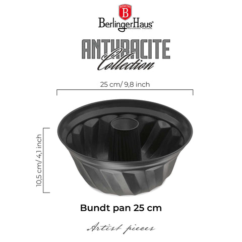  BH/8692, Molde Bundt 25cm, Antracita Mate, Utensilios para hornear, Molde Bundt, Horneado, Pastel