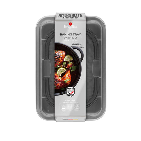 BH/8694, Asador rectangular con tapa, Antracita mate, utensilios para hornear, asador rectangular a., asador rectangular, asador, hornear