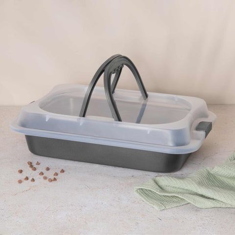  BH/8694, Asador rectangular con tapa, Antracita mate, utensilios para hornear, asador rectangular a., asador rectangular, asador, hornear