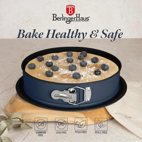  BH/8702, Molde desmontable redondo 26x6,8cm, Azul mate, Utensilios para hornear, Molde desmontable redondo, Molde desmontable redondo, Pastel, Horneado, Acoplamiento, Molde desmontable